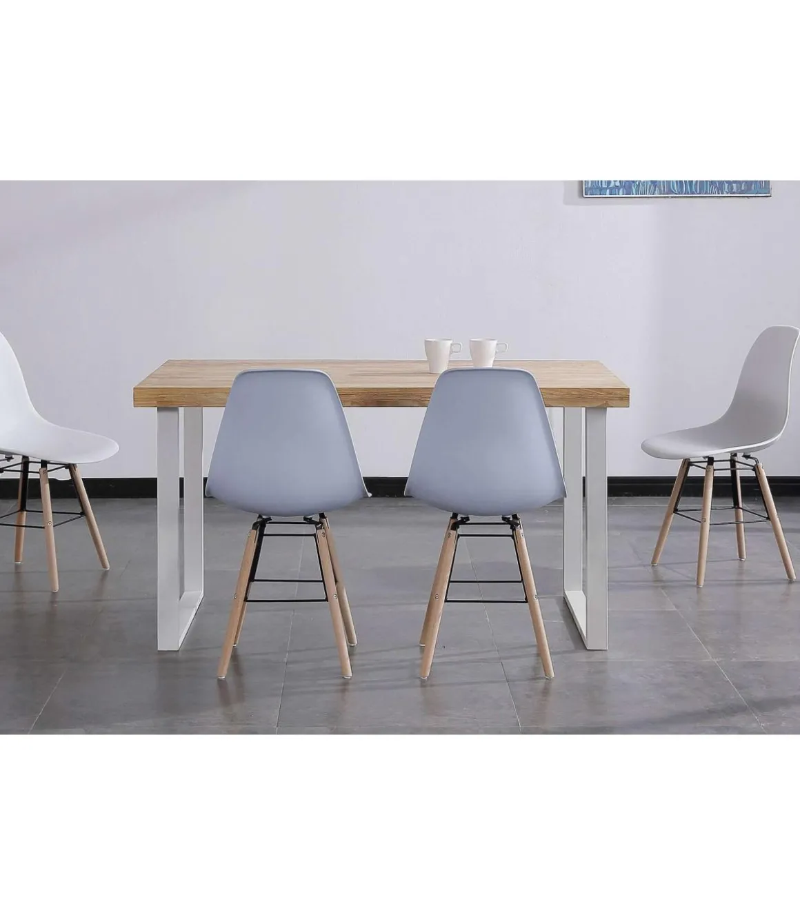 Mesa salón fija natural roble nordish estructura blanca 140 cm(ancho) 80 cm(largo) 76,5 cm (alto)