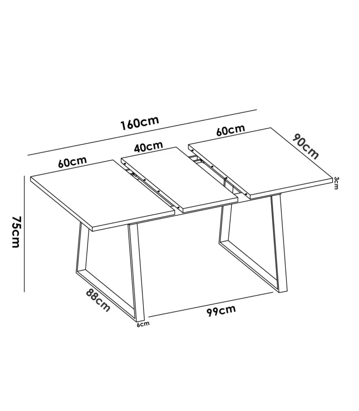 Mesa salon extensible Rin 120-160 acabado Nordic, 75 cm(alto)120-160 cm(ancho)90 cm(largo)