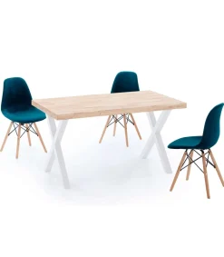 Mesa salon fija X-Loft-140 acabado roble nordish/blanco, 76 cm(alto)140 cm(ancho)80 cm(largo)