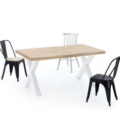 Mesa salon fija X-Loft-160 acabado roble nordish/blanco, 76 cm(alto)160 cm(ancho)90 cm(largo)