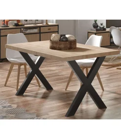 Mesa salon fija X-Loft-140 acabado roble nordish/negro, 76 cm(alto)140 cm(ancho)80 cm(largo)
