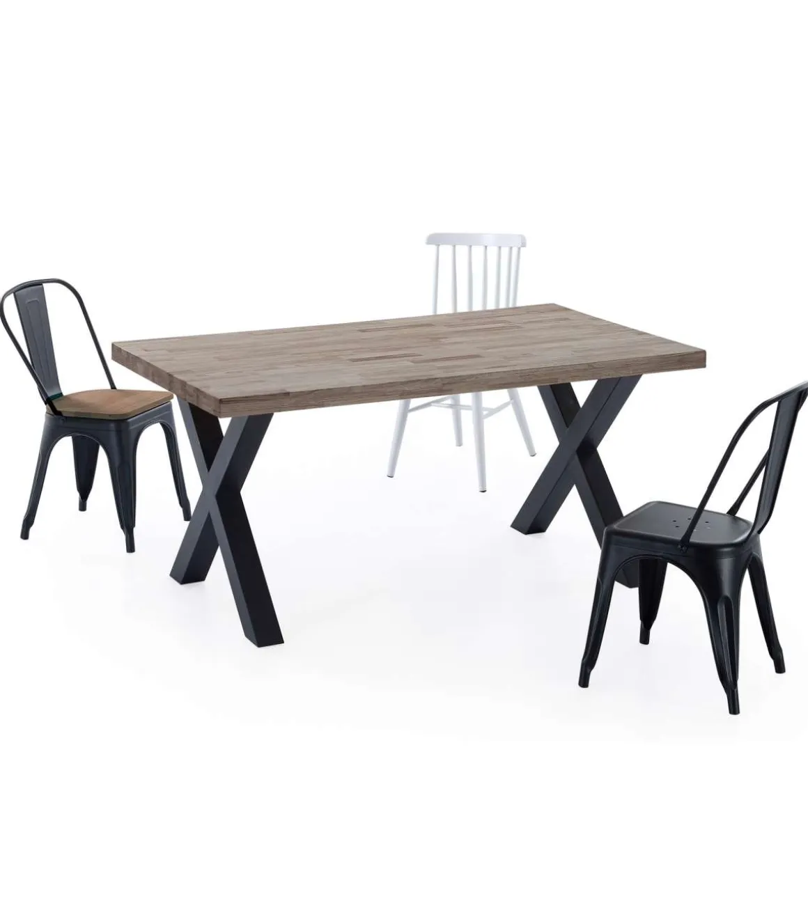 Mesa salon fija X-Loft-160 acabado roble american/negro, 76 cm(alto)160 cm(ancho)90 cm(largo)