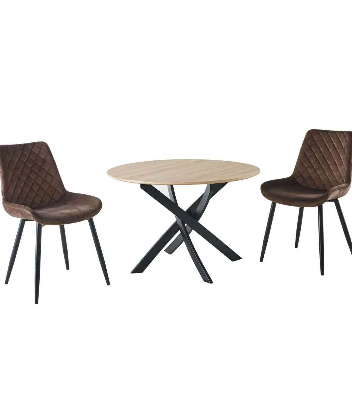 Mesa salon Zen redonda fija roble/negro 75 cm(alto)100 cm(ancho)100 cm(largo)
