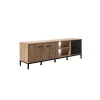 Mesa televisión París 2 puertas, 2 huecos y 2 cajones en acabado color roble gold, 55cm(alto) 180cm(ancho) 40cm(largo)