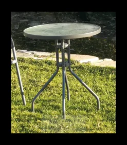 Mesa terraza jardín acero Sulam-60 en acabado antracita, 60 cm(ancho) 75 cm(altura)