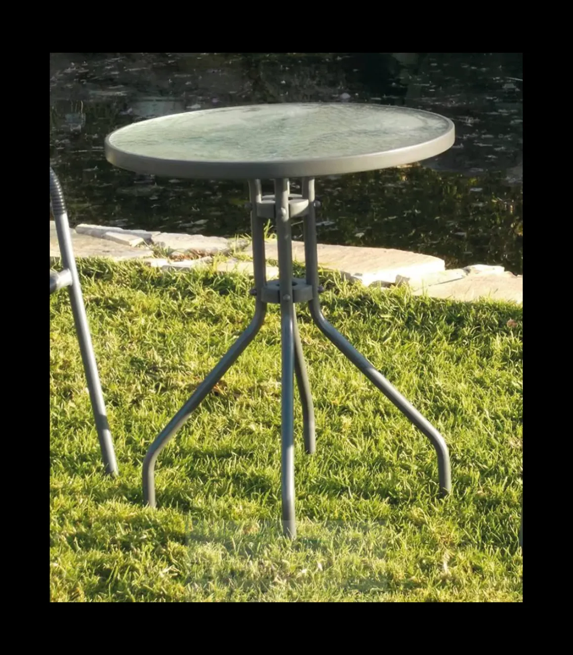 Mesa terraza jardín acero Sulam-60 en acabado antracita, 60 cm(ancho) 75 cm(altura)