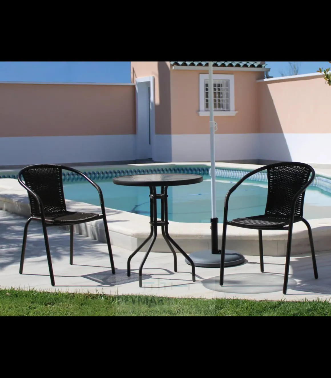 Mesa terraza jardín acero Sulam-60 en acabado antracita, 60 cm(ancho) 75 cm(altura)