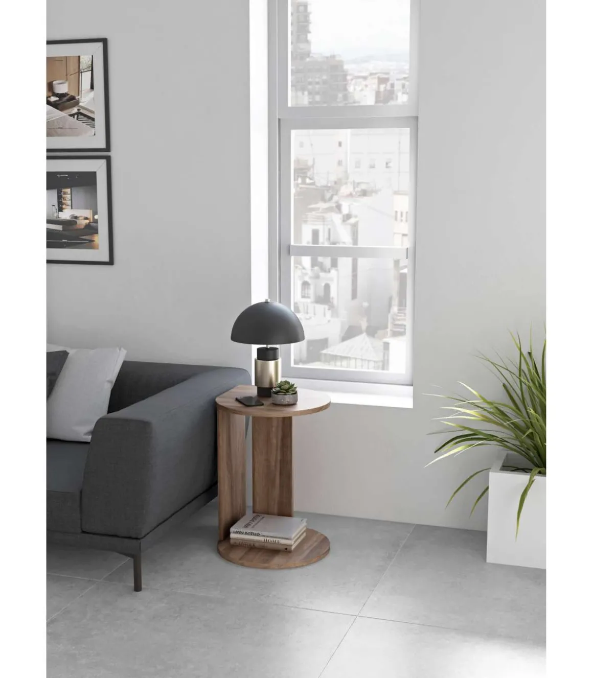 Mesa velador 540 para salón acabado nogal, 62cm(alto) 46cm(ancho) 55cm(largo)