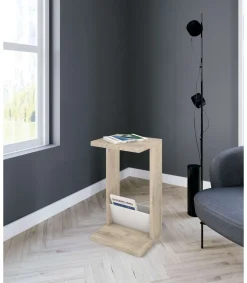 Mesa velador 553 para salón acabado roble claro/blanco, 71 cm(alto)40 cm(ancho)35 cm(largo)