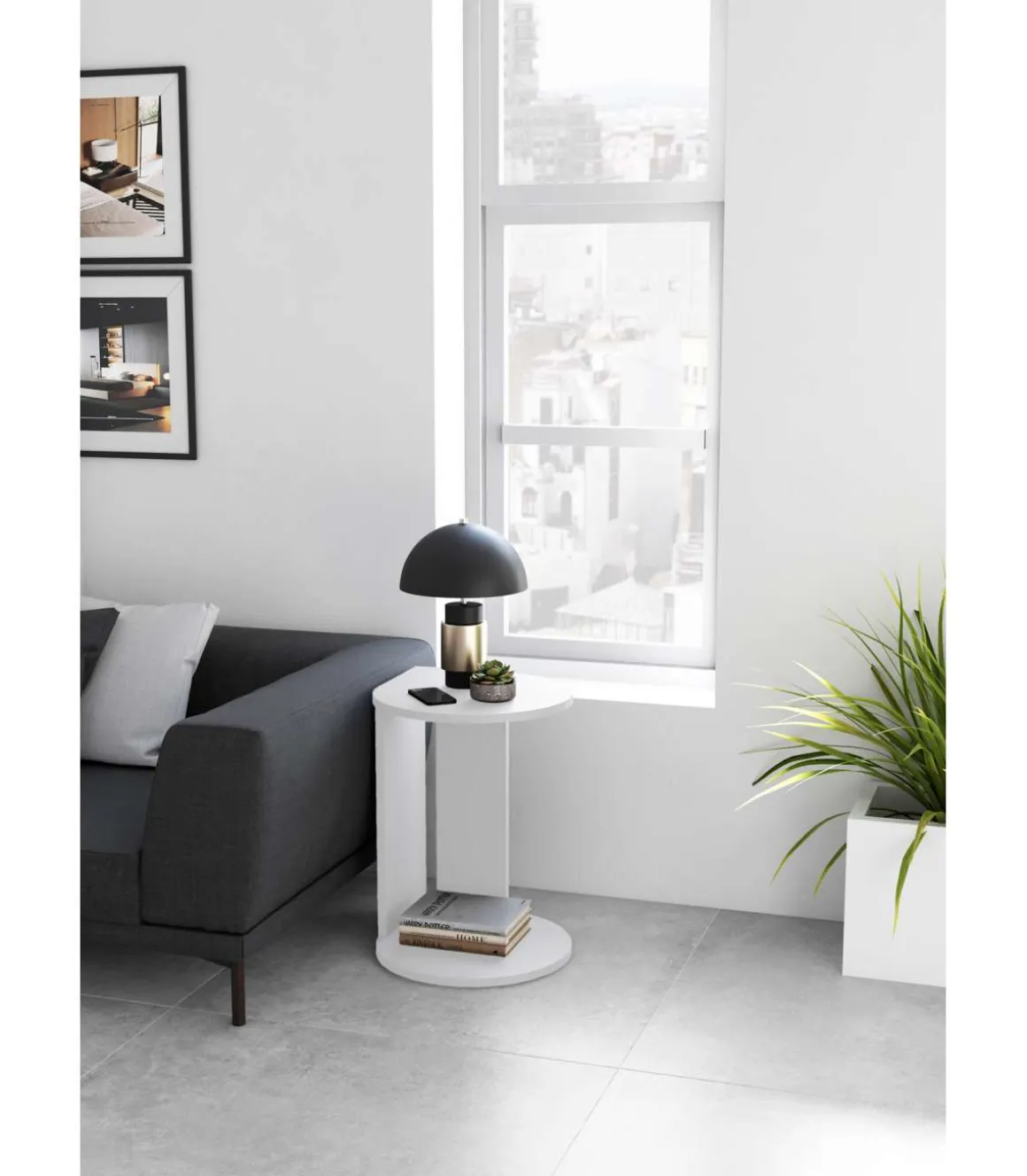 Mesa velador 540 para salón acabado blanco, 62cm(alto) 46cm(ancho) 55cm(largo)