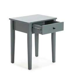 Mesita de noche para dormitorio modelo Barton 1 cajón acabado verde petróleo, 36.4cm(ancho) 55cm(alto) 46cm(largo)