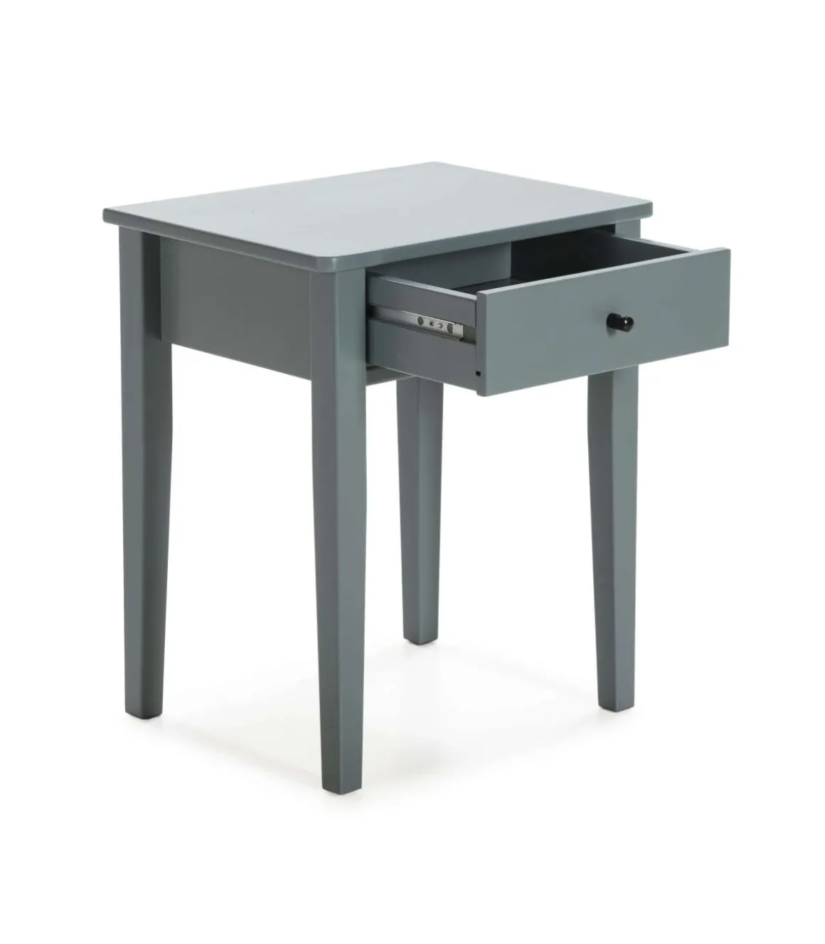 Mesita de noche para dormitorio modelo Barton 1 cajón acabado verde petróleo, 36.4cm(ancho) 55cm(alto) 46cm(largo)