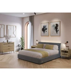 Mesita de noche para dormitorio India 1 cajón 1 hueco acabado verde roble/negro, 48.9cm(ancho) 52.6cm(alto) 35cm (fondo)