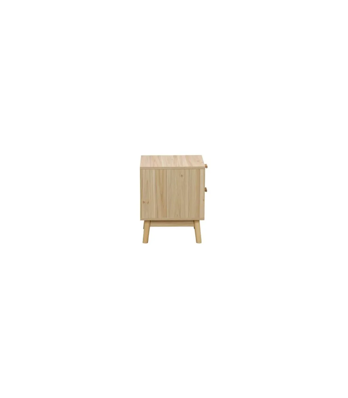 Mesita de noche para dormitorio Trend acabado pino/rattan, 48cm(alto) 40cm(ancho) 39cm(fondo).