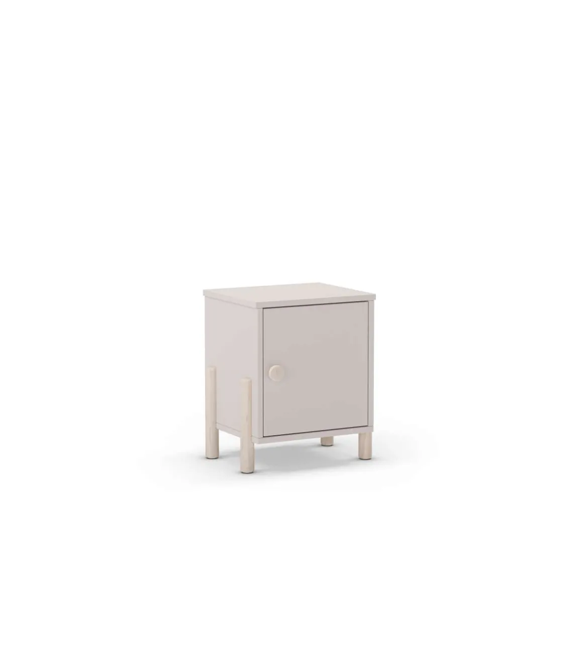 Mesita de noche para dormitorio Emma 1 puerta acabado crema/cera blanca, 39.4cm(ancho) 47cm(alto) 30cm (fondo)