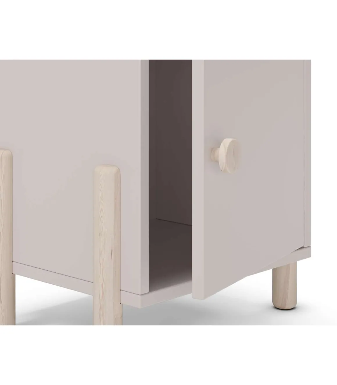 Mesita de noche para dormitorio Emma 1 puerta acabado crema/cera blanca, 39.4cm(ancho) 47cm(alto) 30cm (fondo)