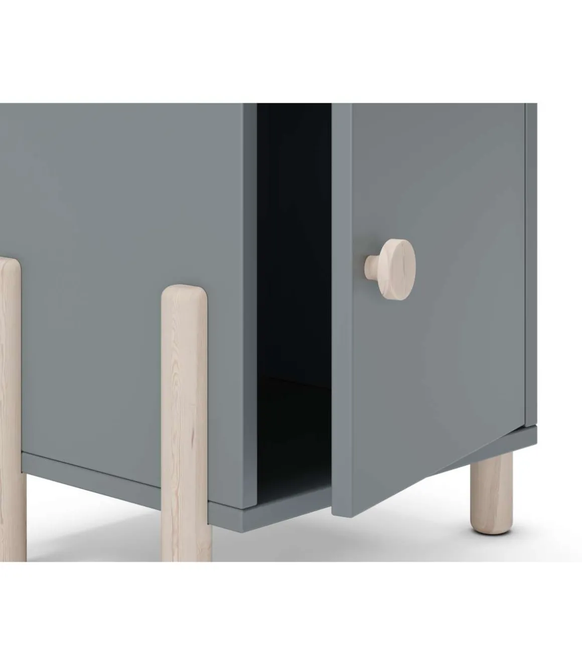 Mesita de noche para dormitorio Emma 1 puerta acabado verde kaki/cera blanca, 39.4cm(ancho) 47cm(alto) 30cm (fondo)