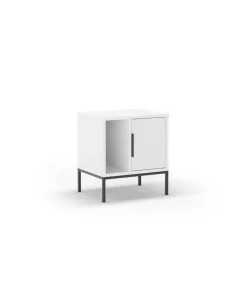 Mesita de noche para dormitorio Md-Leo 1 puerta, 1 hueco acabado blanco/negro, 45cm(ancho) 50cm(alto) 35cm(fondo).