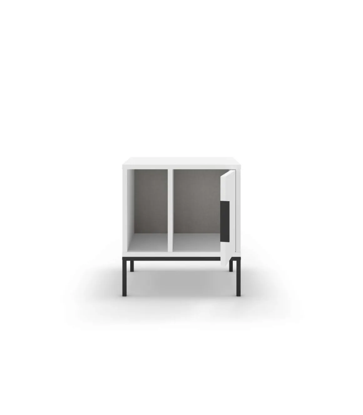 Mesita de noche para dormitorio Md-Leo 1 puerta, 1 hueco acabado blanco/negro, 45cm(ancho) 50cm(alto) 35cm(fondo).