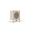 Mesita de noche para dormitorio Dora 1 puerta acabado en metal crema, 40cm(ancho) 60cm(alto) 35cm(fondo).