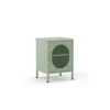 Mesita de noche para dormitorio Dora 1 puerta acabado en metal verde menta, 40cm(ancho) 60cm(alto) 35cm(fondo).