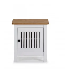 Mesita de noche 1 puerta acabado blanco modelo Luna, 46 cm(ancho) 49.5 cm(alto) 35 cm (fondo)