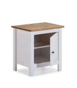 Mesita de noche 1 puerta acabado blanco modelo Luna, 46 cm(ancho) 49.5 cm(alto) 35 cm (fondo)