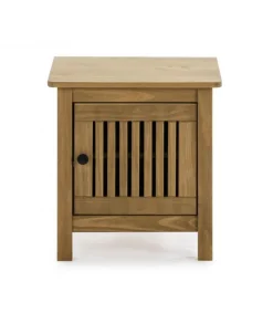 Mesita de noche 1 puerta acabado natural modelo Luna, 46 cm(ancho) 49.5 cm(alto) 35 cm (fondo)