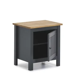 Mesita de noche 1 puerta acabado gris modelo Luna, 46 cm(ancho) 49.5 cm(alto) 35 cm (fondo)