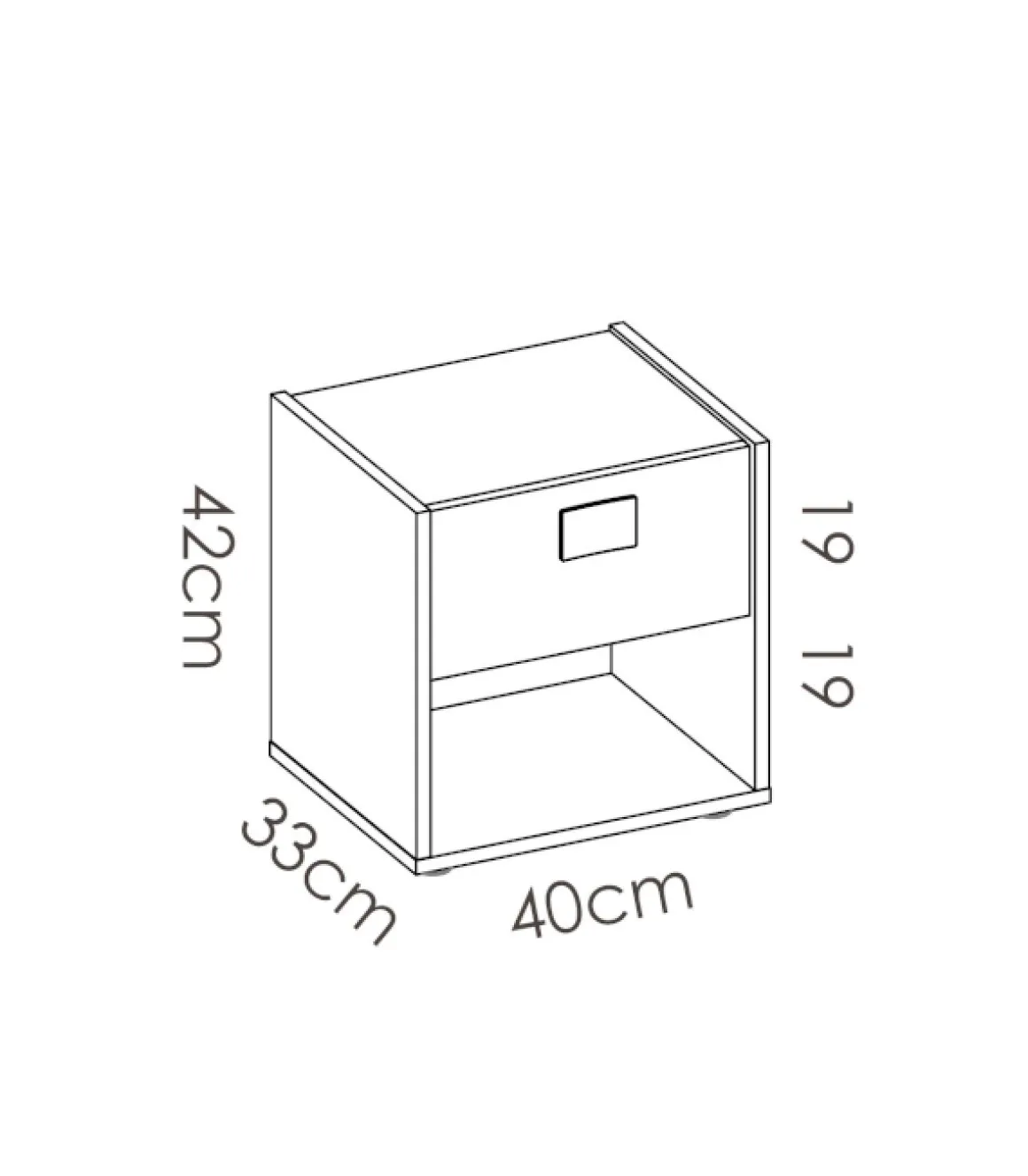 Mesita de noche Santisteban con 1 cajon en acabado natural/blanco 40 cm(alto)40 cm(ancho)33 cm(fondo)