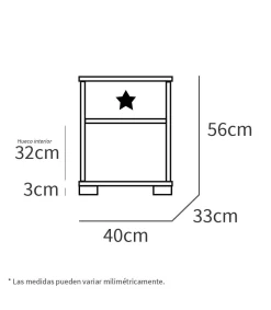 Mesita Sweet en acabado roble aurora, 56 cm(alto)40 cm(ancho)33 cm(fondo)