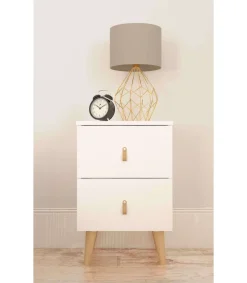 Mesita Tokio con 2 cajones en blanco. 61 cm(alto), 40 cm(ancho), 34 cm(fondo)