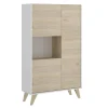 Modulo alto 3 puertas para salón o cocina Dina en Natural-Blanco, 135cm(alto) 81cm(ancho) 43cm(largo)
