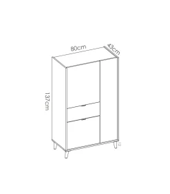 Modulo vertical 3 puertas 1 cajon La Iruela para salón 137 cm(alto)81 cm(ancho)43 cm(largo)
