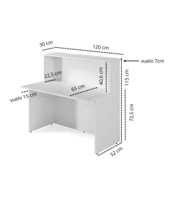 Mostrador para recepción,oficina o estudio acabado blanco 120 cm(ancho) 74 cm(fondo) 115 cm(alto)