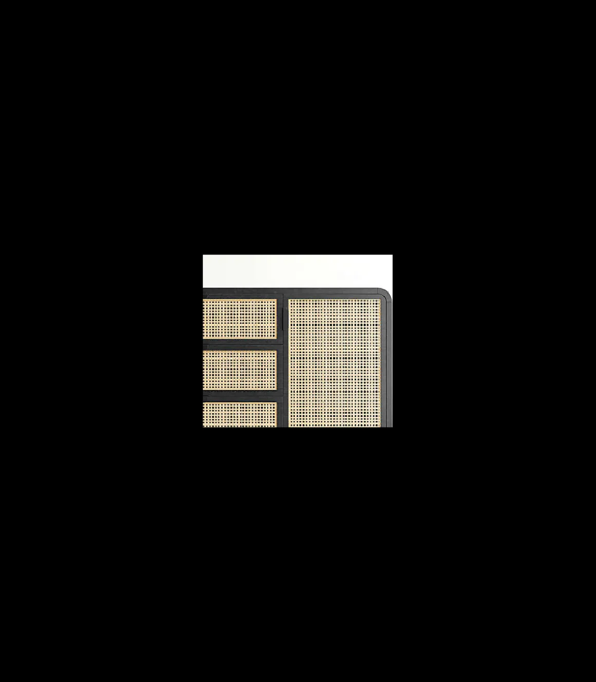 Mueble aparador Md-Armilla 1 puerta, 3 cajones acabado negro/roble claro, 110cm(ancho) 72cm(altura) 45cm(fondo)