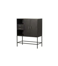 Mueble aparador Md-Orgiba 2 puertas, 2 cajones acabado negro, 80cm(ancho) 99cm(altura) 40cm(fondo)