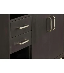 Mueble aparador Md-Orgiba 2 puertas, 2 cajones acabado negro, 80cm(ancho) 99cm(altura) 40cm(fondo)