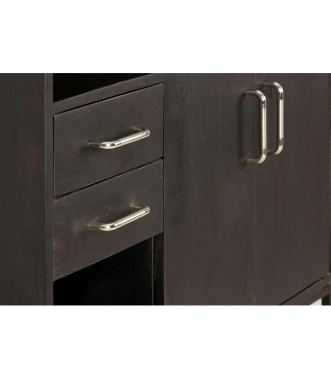 Mueble aparador Md-Orgiba 2 puertas, 2 cajones acabado negro, 80cm(ancho) 99cm(altura) 40cm(fondo)