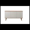 Mueble aparador Md-Tania 3 puertas acabado blanco/roble, 150cm(ancho) 80cm(altura) 43cm(fondo)