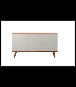 Mueble aparador Md-Tania 3 puertas acabado blanco/roble, 150cm(ancho) 80cm(altura) 43cm(fondo)