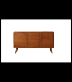 Mueble aparador Md-Tania 3 puertas acabado blanco/roble, 150cm(ancho) 80cm(altura) 43cm(fondo)