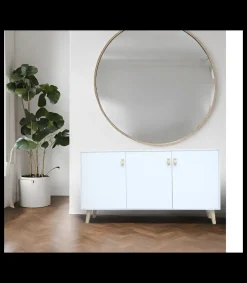 Mueble aparador Md-Tiano 3 puertas acabado blanco, 140cm(ancho) 68cm(altura) 35cm(fondo)
