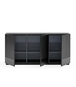 Mueble aparador modelo Doric 3 puertas 3 cajones interiores acabado negro, 46cm(ancho) 70cm(alto) 150cm (largo)
