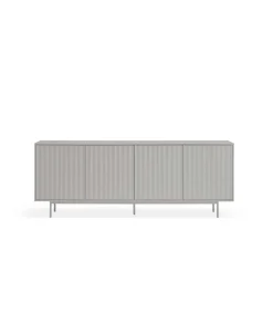 Mueble aparador modelo Sierra 4 puertas 3 cajones interiores acabado gris claro, 47cm(ancho) 80cm(alto) 211cm (largo)
