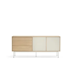 Mueble aparador modelo Yoko 2 puertas 3 cajones acabado roble/crema, 45cm(ancho) 80cm(alto) 180cm (largo)