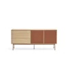 Mueble aparador modelo Yoko 2 puertas 3 cajones acabado roble/teja, 45cm(ancho) 80cm(alto) 180cm (largo)