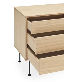 Mueble aparador modelo Yoko 2 puertas 3 cajones acabado roble/antracita, 45cm(ancho) 80cm(alto) 180cm (largo)