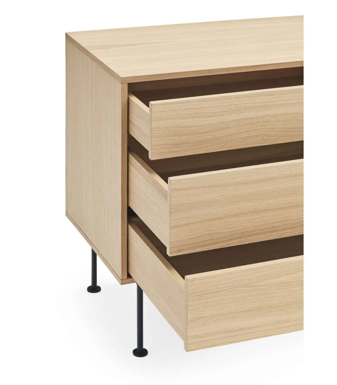 Mueble aparador modelo Yoko 2 puertas 3 cajones acabado roble/antracita, 45cm(ancho) 80cm(alto) 180cm (largo)