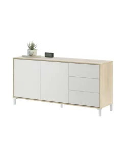 Mueble Aparador Nabur Roble Canadian y Blanco Artik 154 cm (Ancho) x 74 cm (Alto) x 41 cm (Fondo)